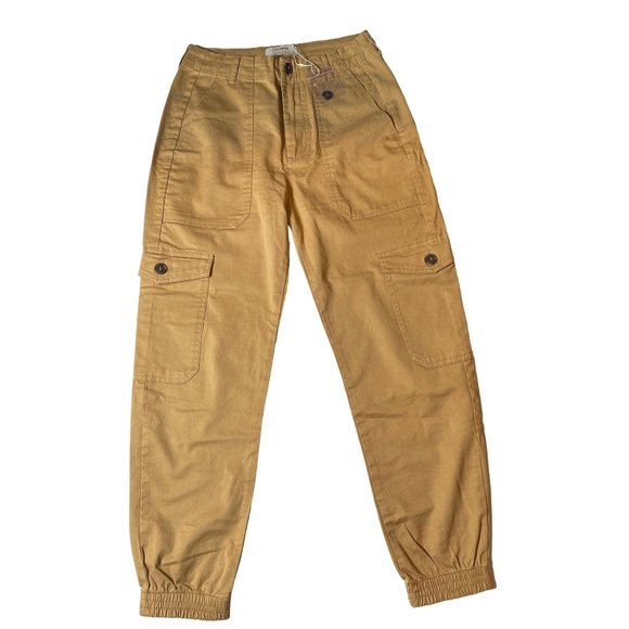 NWOT Pull & Bear High Rise Cargo Jogger Camel Women’s Size 2 - Picture 1 of 7